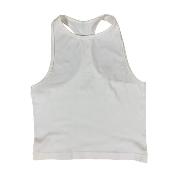 Free People Tops - Free People White Ribbed Racerback Cropped Tank Top Basic Stretchy Athleisure M